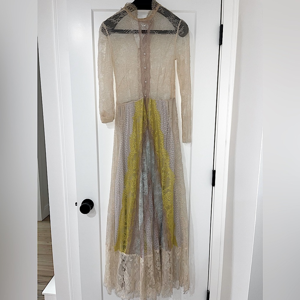 Alberta Feretti Multicolor Lace Gown